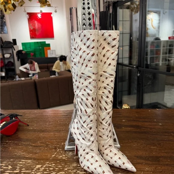 Christian Louboutin Authentic Swarovski Strass Crystal Encrusted Boots – Size 37 - Picture 2 of 7